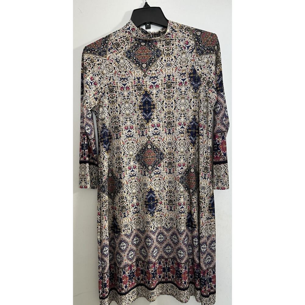 Freeway Women’s Dress Boho Slinky Made In USA 3/4 Sleeve Midi Length Size Medium